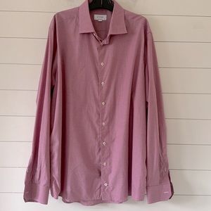 ETON Size 3XL (47 18 1/2) Contemporary 100% Fine Twill Mini check Burgun…